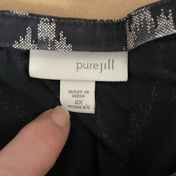 Pure Jill Top Womens Black Gray Cotton 3/4 Sleeves Top‎ Blouse Oversized 4X - Picture 6 of 7